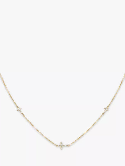 John Lewis IBB 9ct Gold Cubic Zirconia Triple Cross Chain Necklace- Buy online at McGrocer