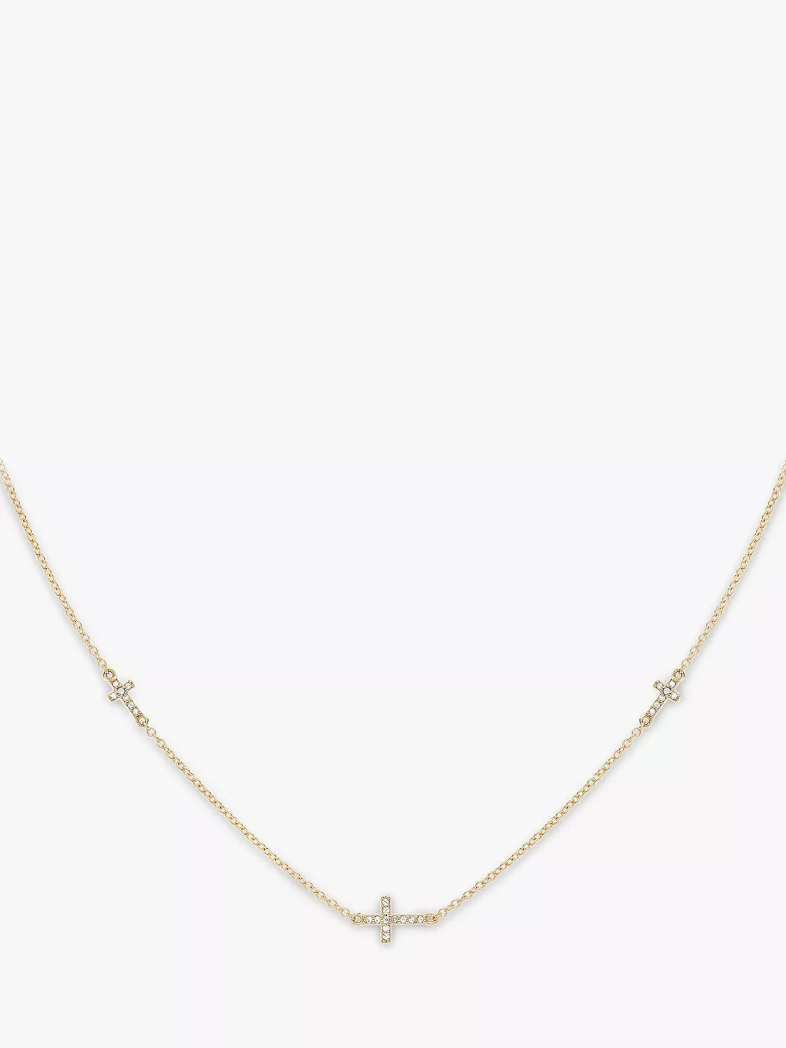 IBB 9ct gold cubic zirconia triple cross chain necklace - British product