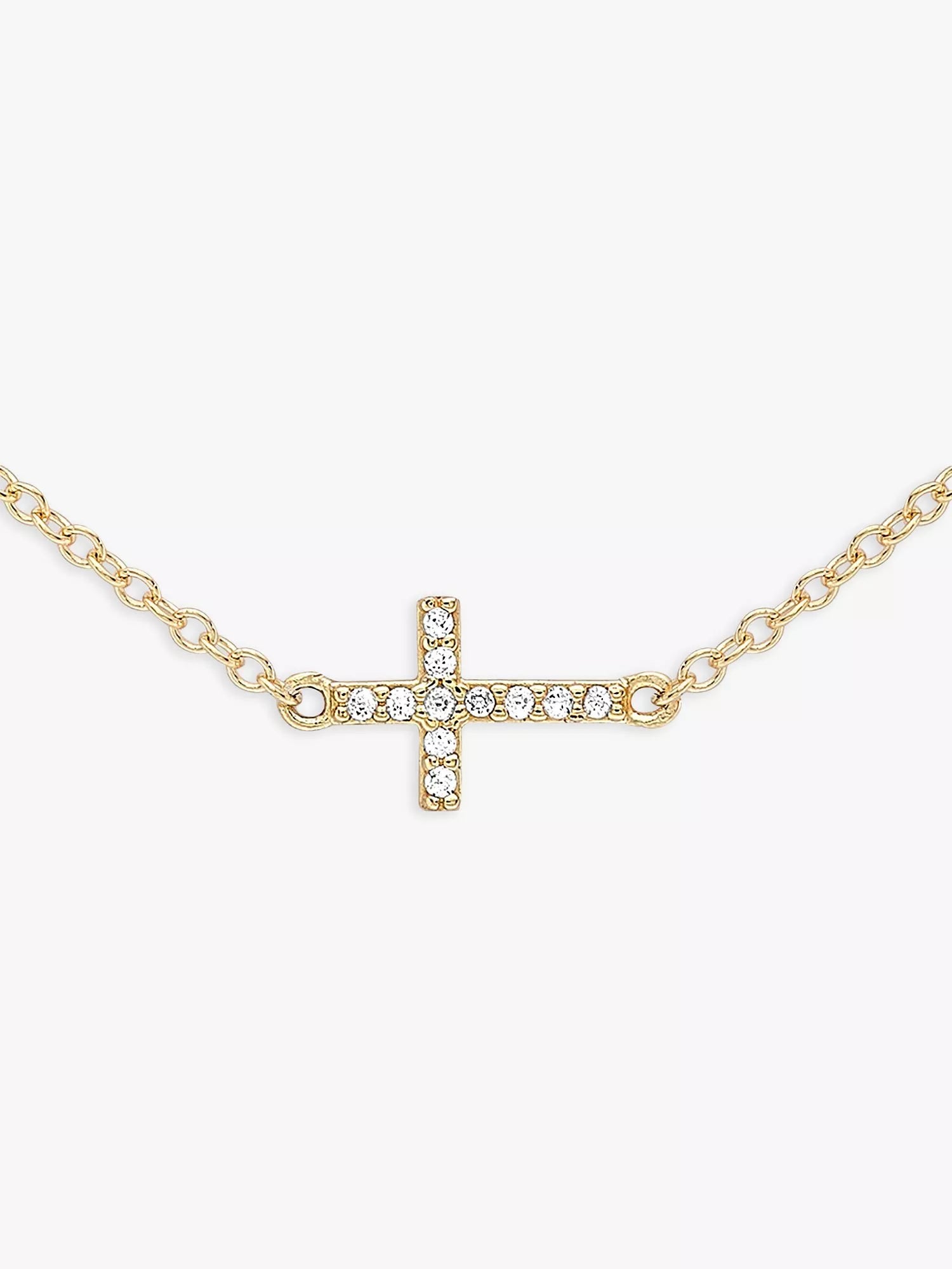 IBB 9ct gold cubic zirconia triple cross chain necklace - British product