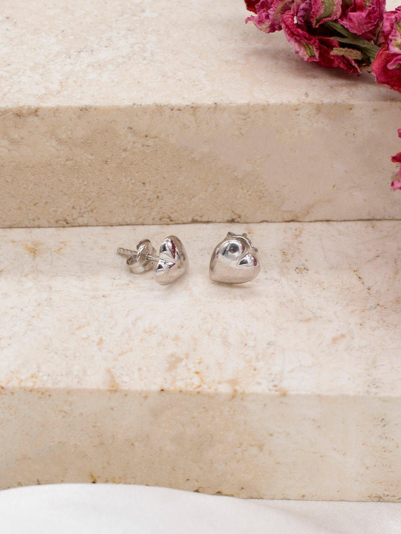 IBB gold puff heart stud earrings 9ct (British brand)