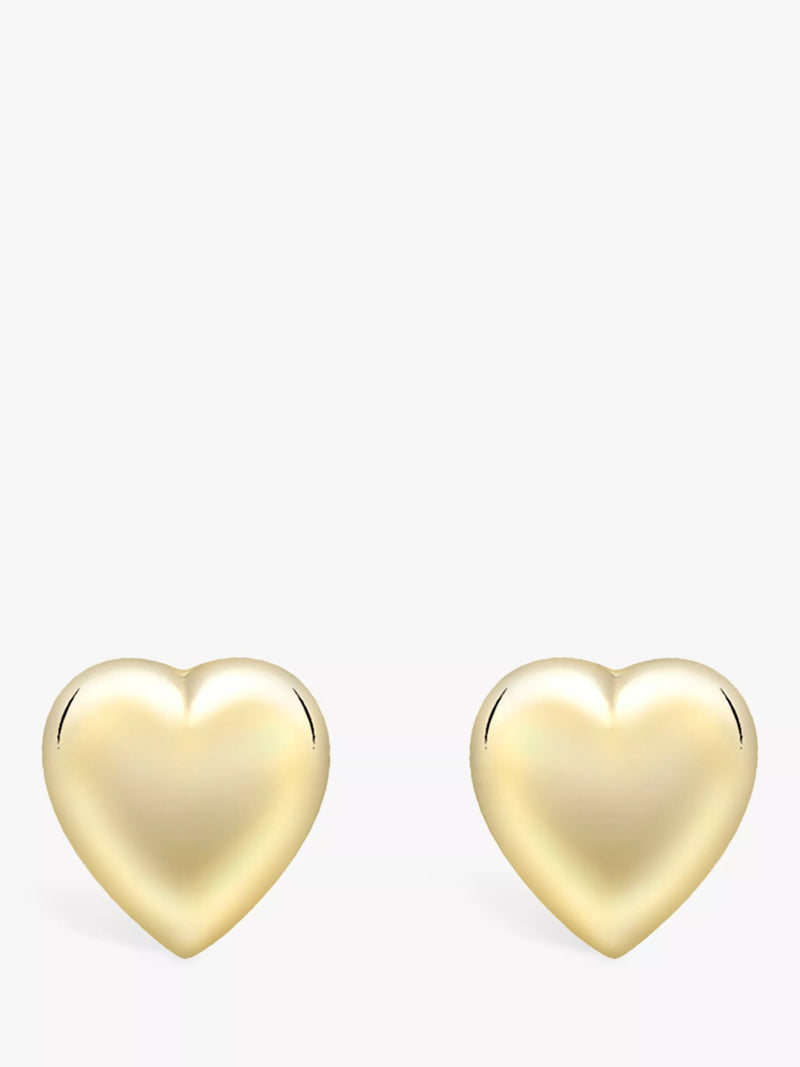 IBB 9ct Gold Puff Heart Stud Earrings
