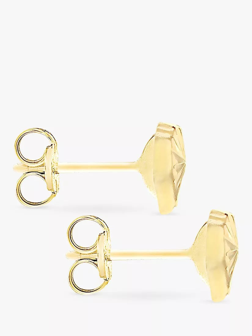 IBB 9ct gold diamond cut heart stud earrings, UK version