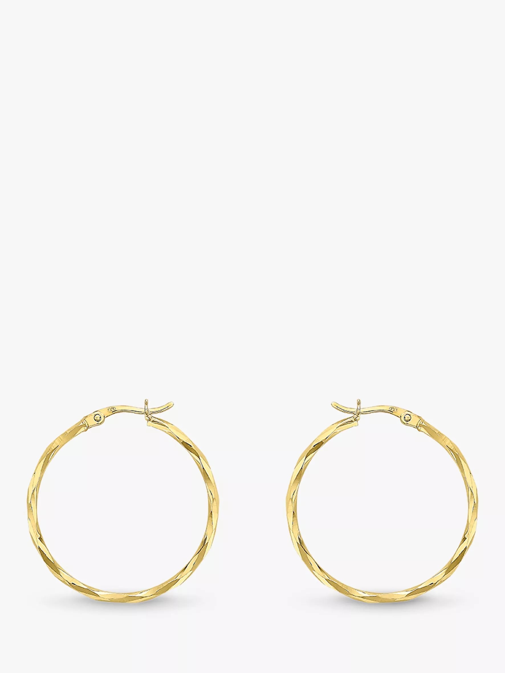 IBB 9ct gold diamond cut hoop earrings (British brand)