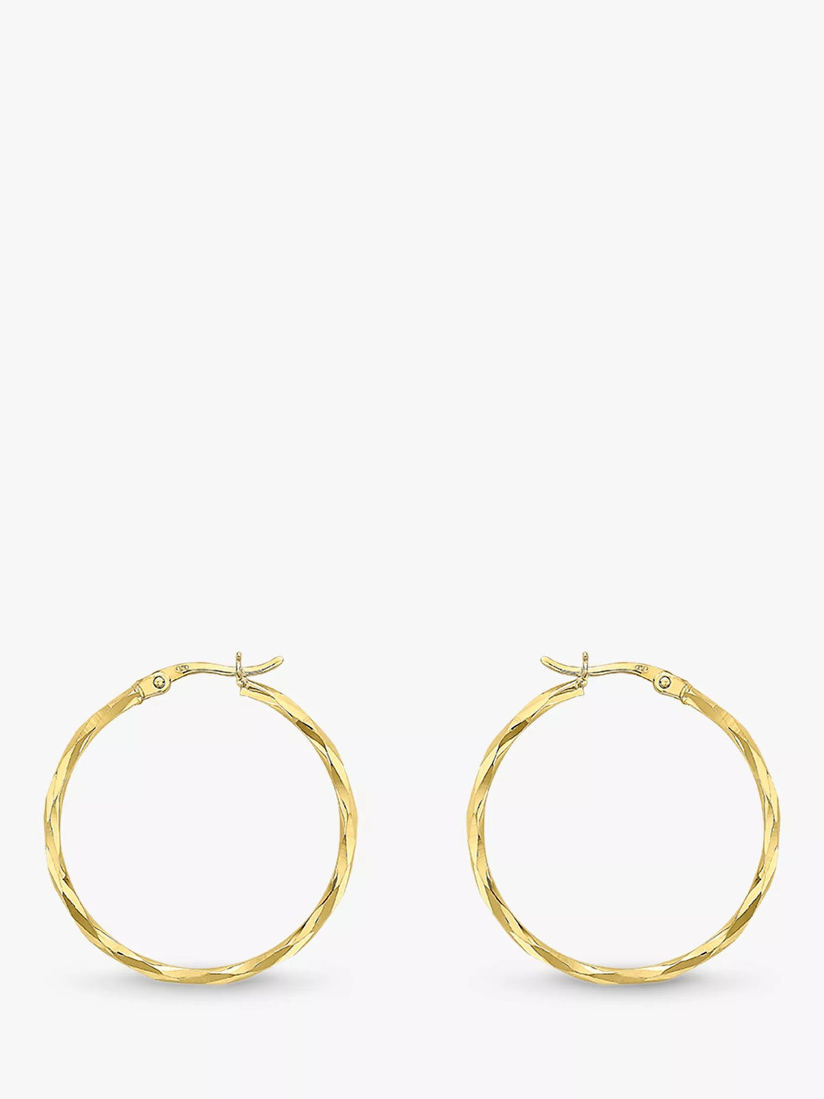 IBB 9ct gold diamond cut hoop earrings (British brand)