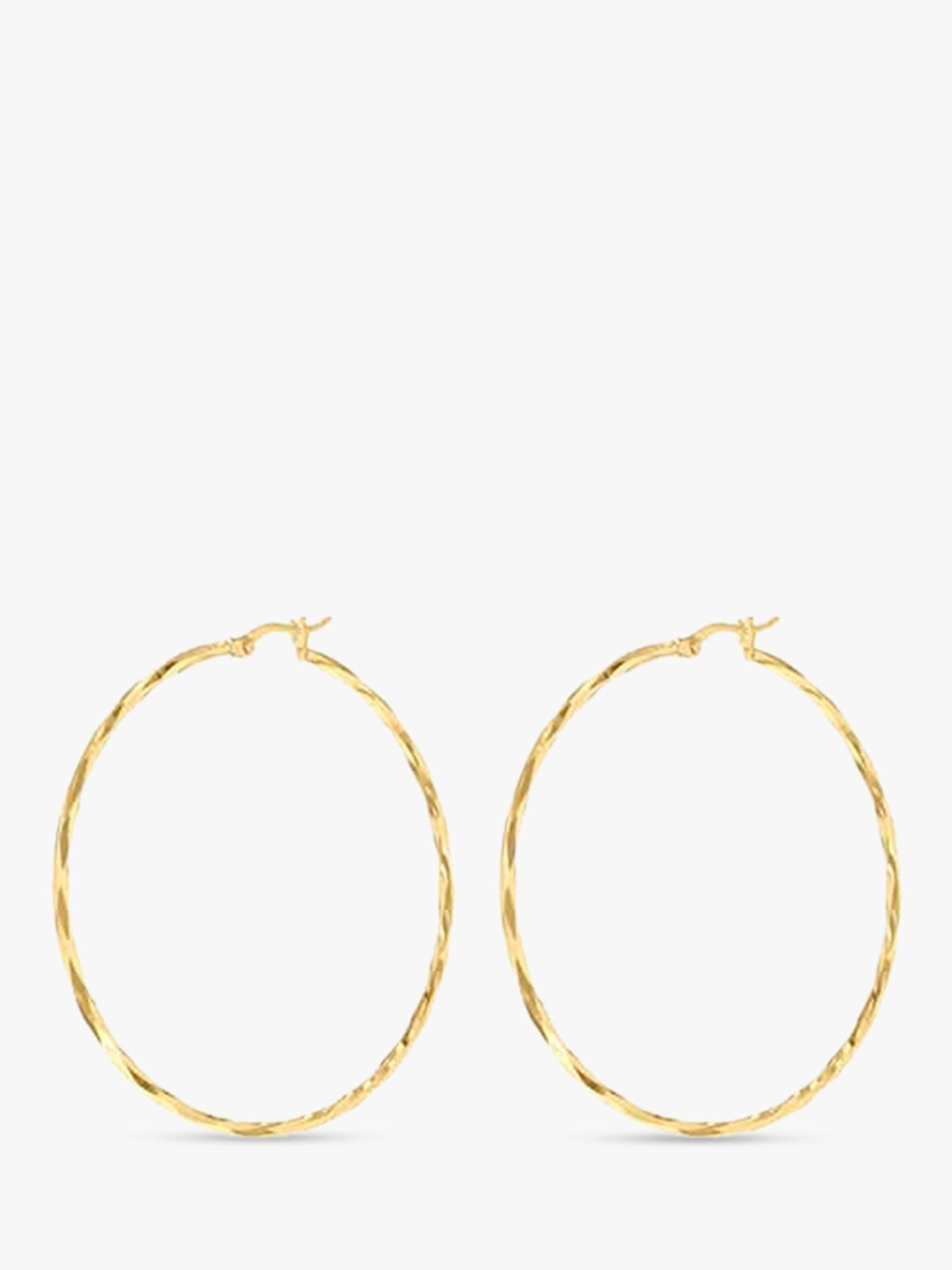 IBB 9ct gold diamond cut hoop earrings (British brand)