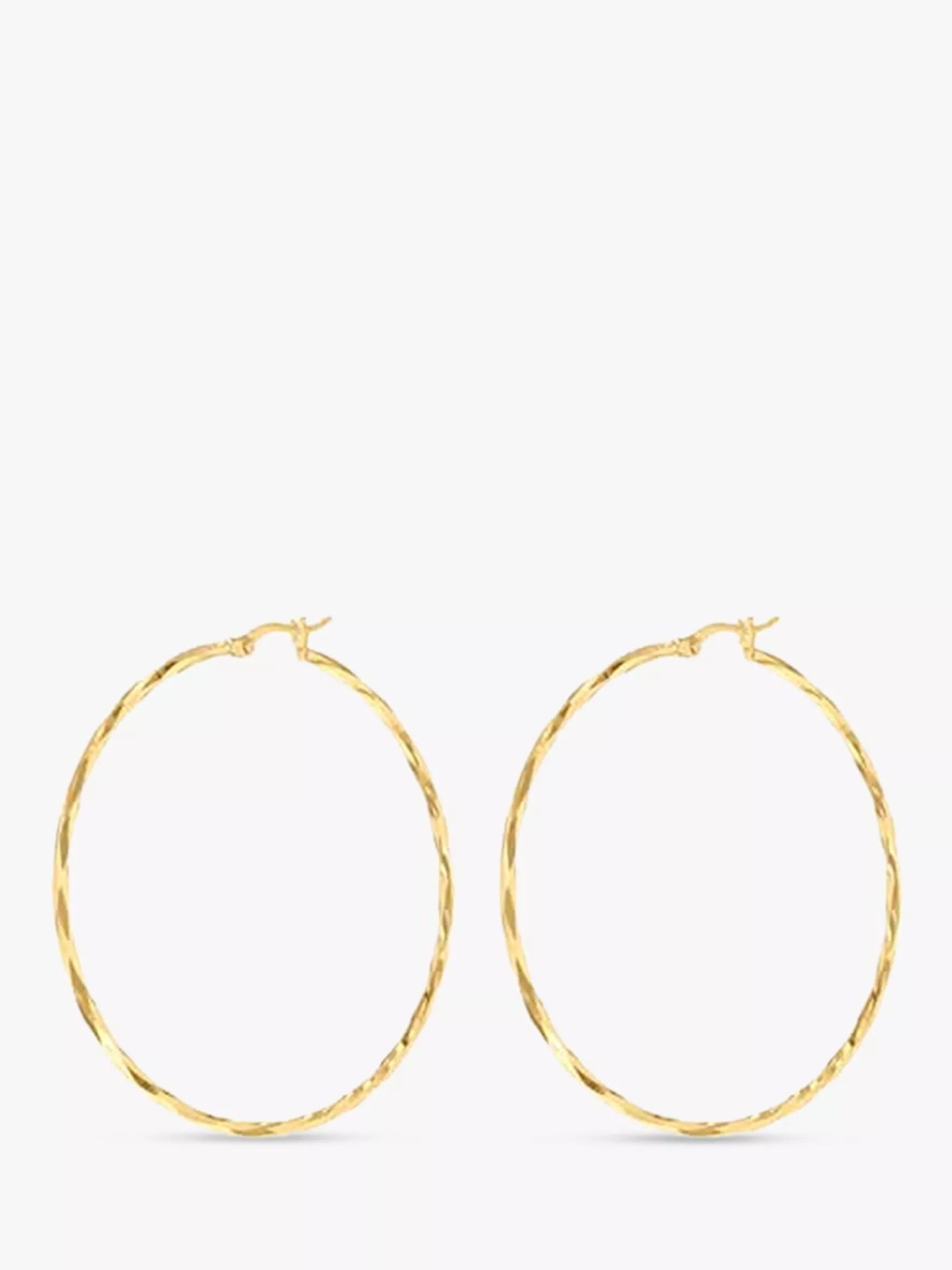IBB 9ct gold diamond cut hoop earrings (British brand)
