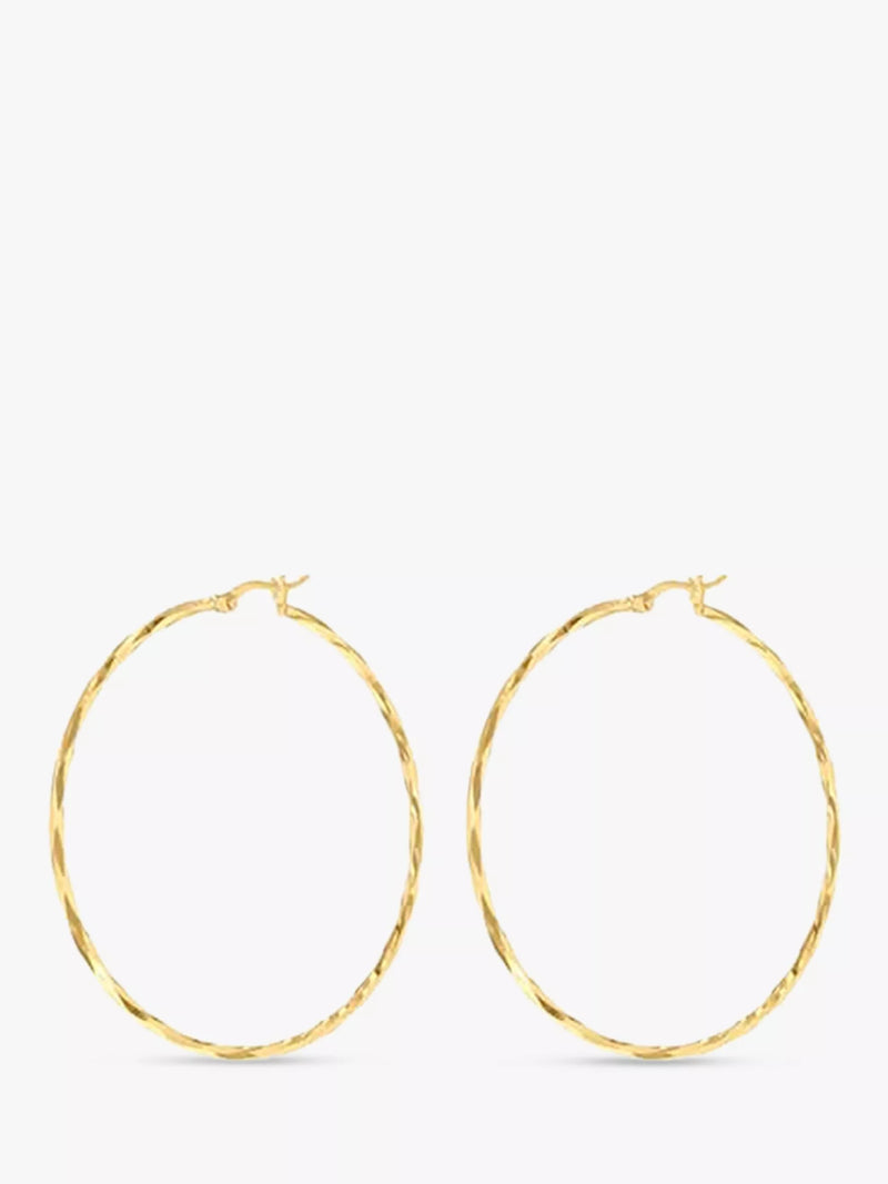 IBB 9ct gold diamond cut hoop earrings (British brand)