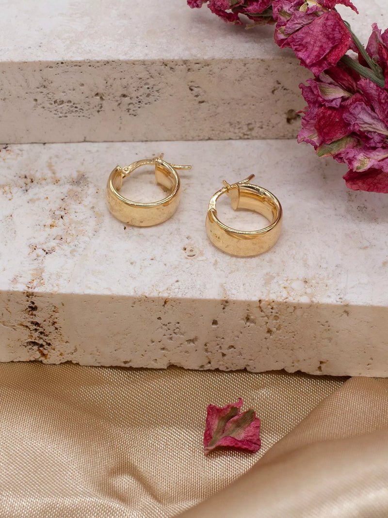 IBB 9ct gold wide creole hoop earrings, imported from the UK