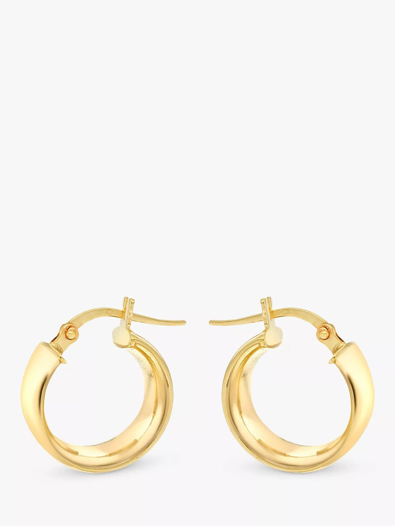 IBB 9ct gold wide creole hoop earrings, imported from the UK