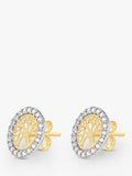 IBB gold stud earrings life tree cubic zirconia, imported from the UK