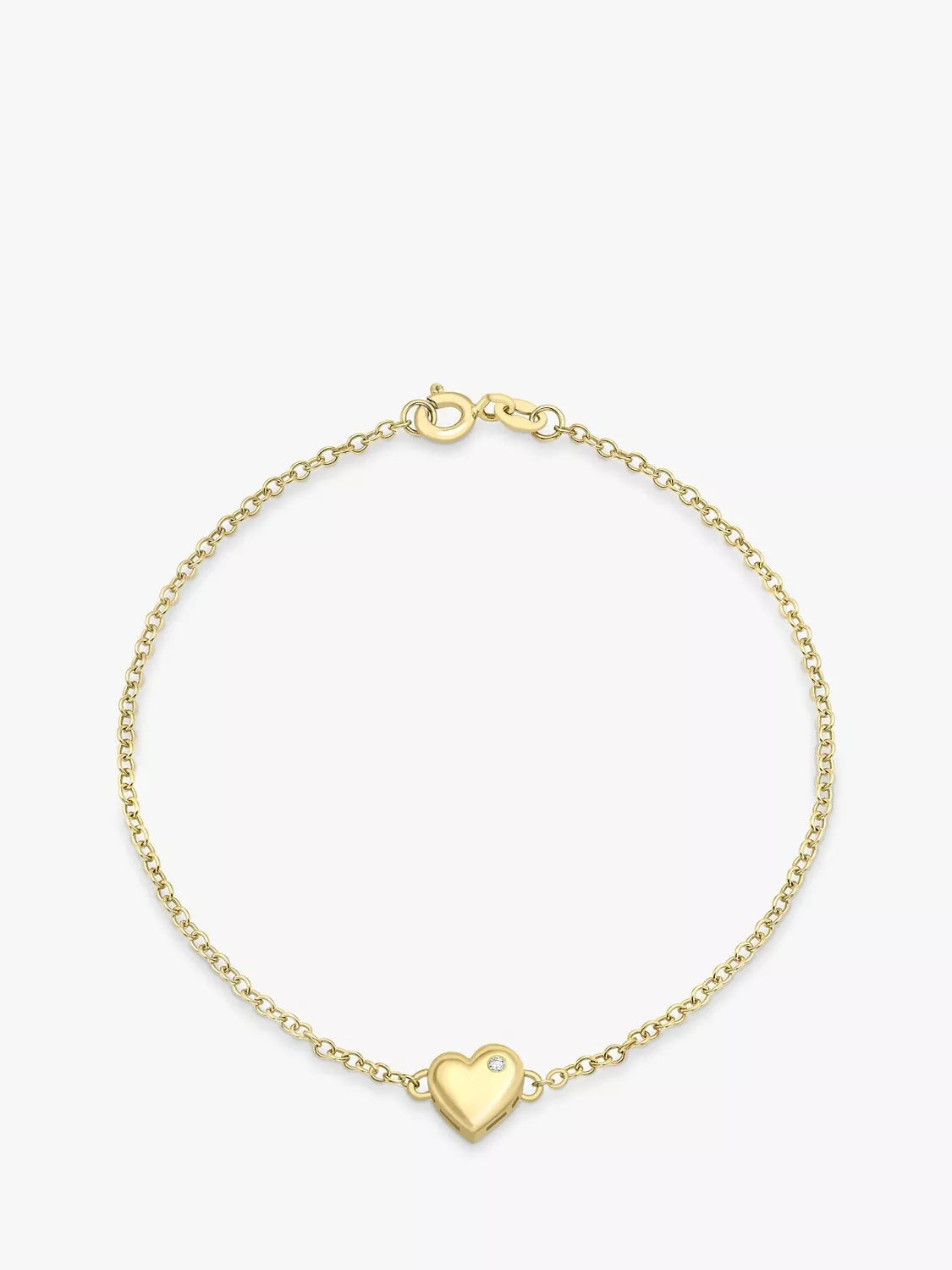 IBB 9ct gold diamond heart bracelet 19cm (British brand)