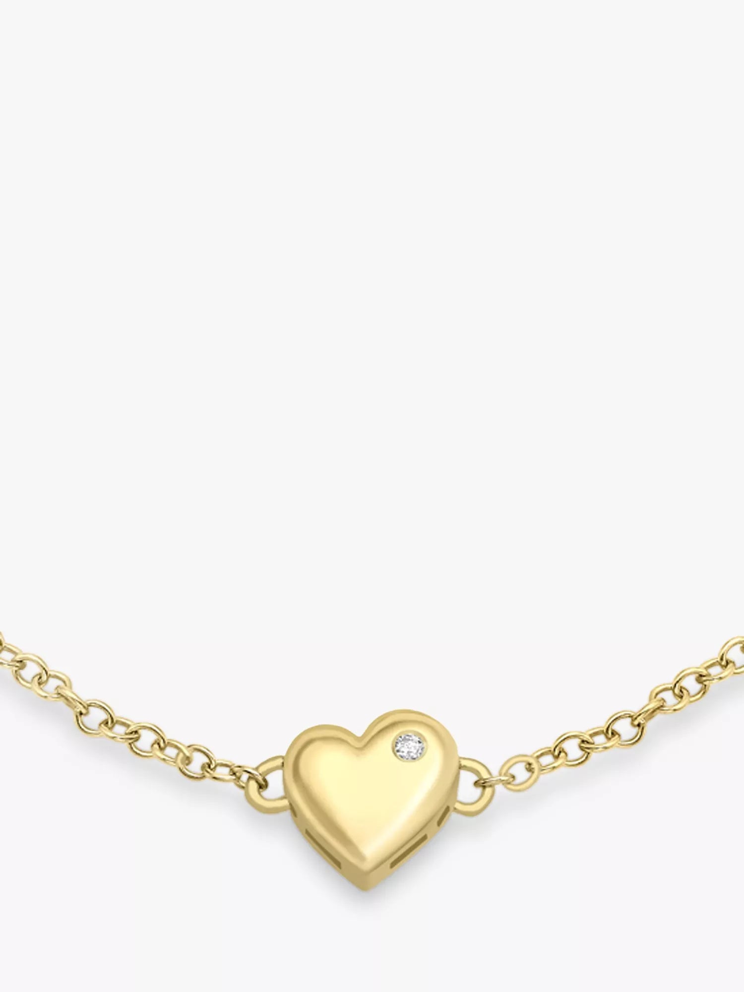 IBB 9ct gold diamond heart bracelet 19cm (British brand)