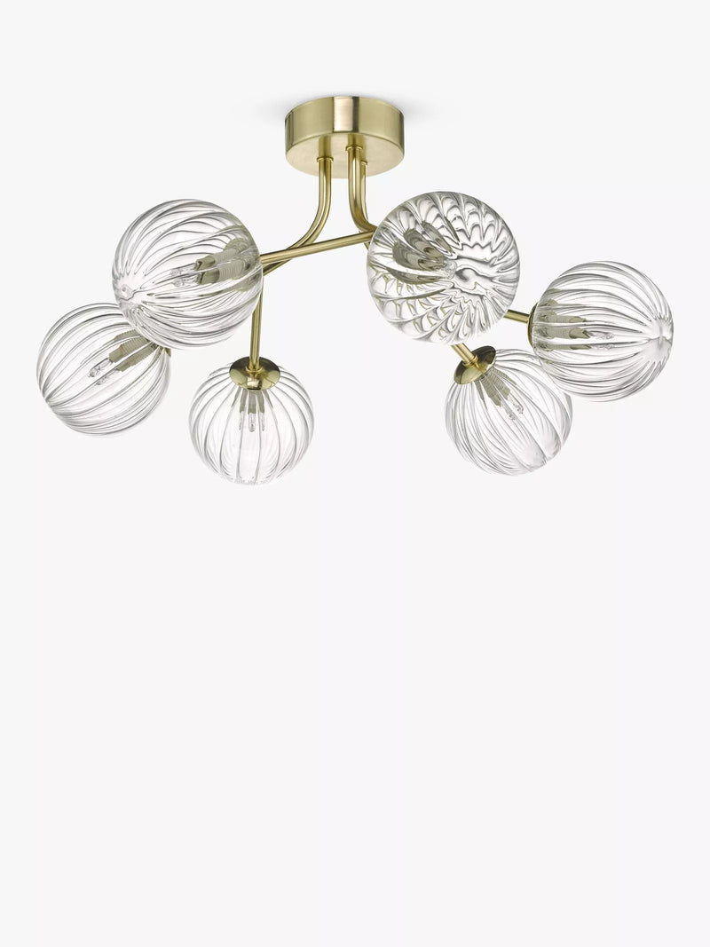Där Yiska ribbed glass semi flush ceiling light - British product