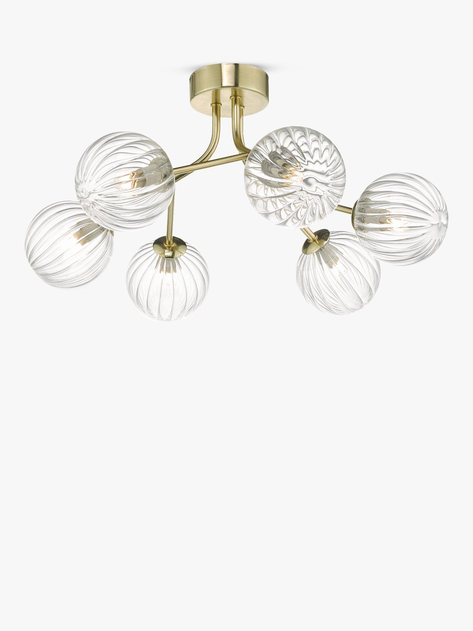 Där Yiska ribbed glass semi flush ceiling light - British product