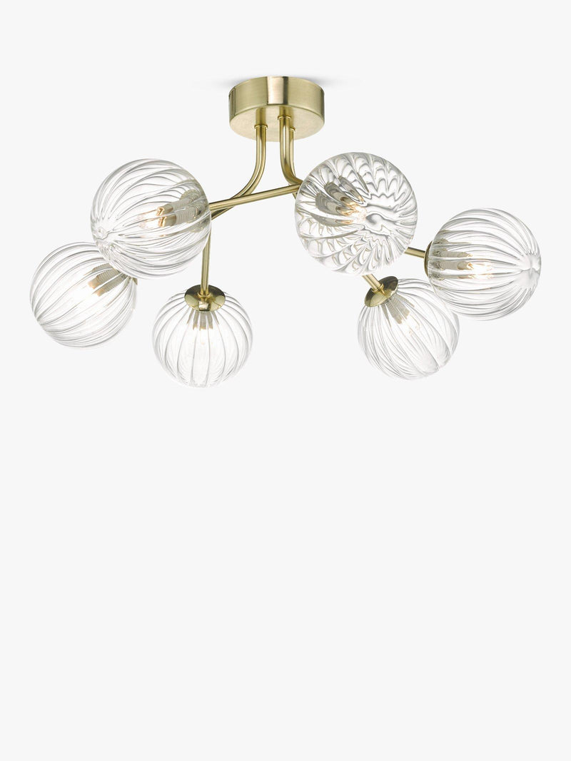 Där Yiska ribbed glass semi flush ceiling light - British product