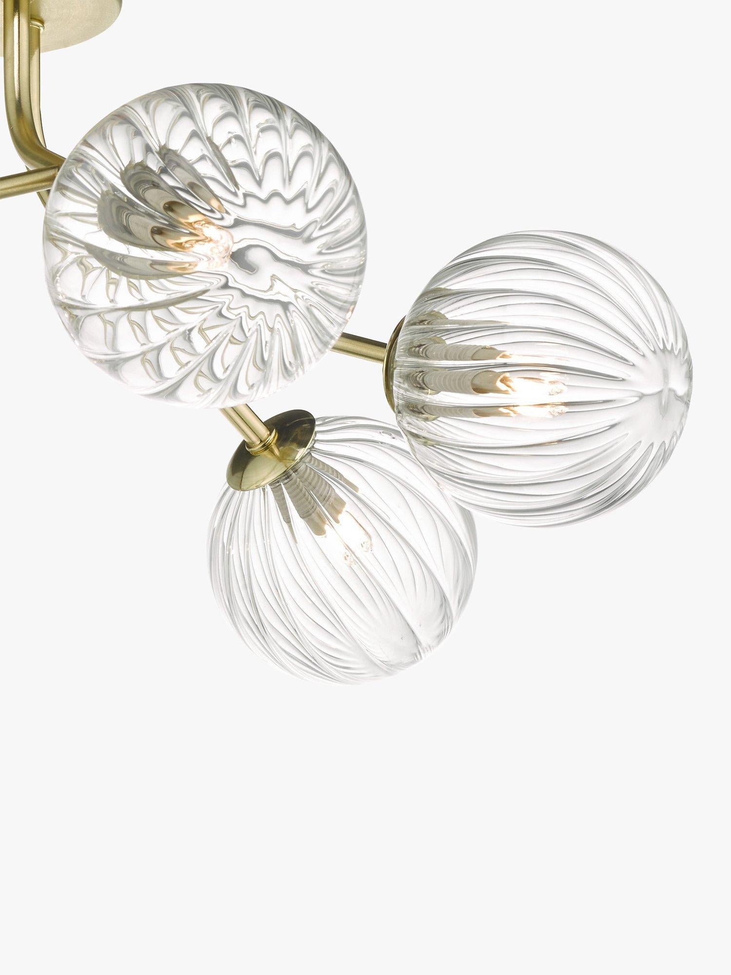 Där Yiska ribbed glass semi flush ceiling light - British product