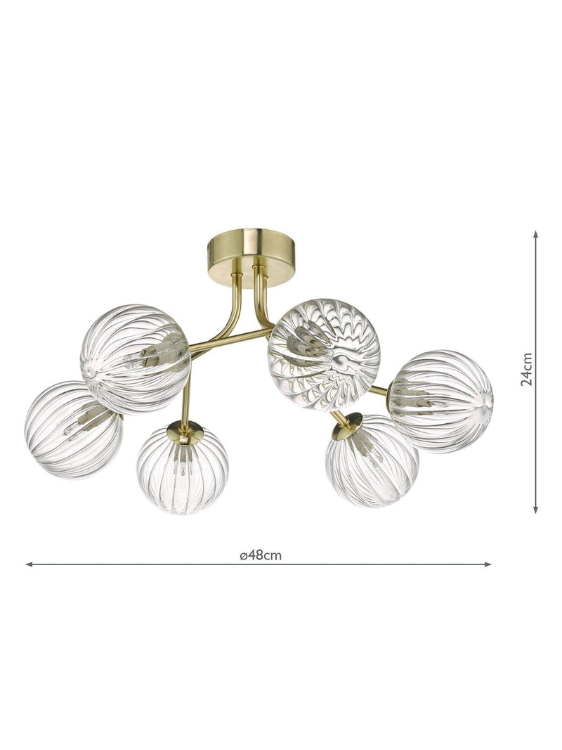 Där Yiska ribbed glass semi flush ceiling light - British product