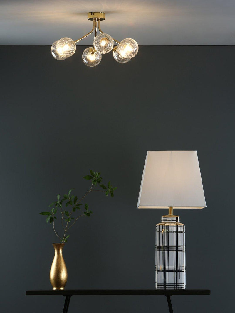 Där Yiska ribbed glass semi flush ceiling light - British product
