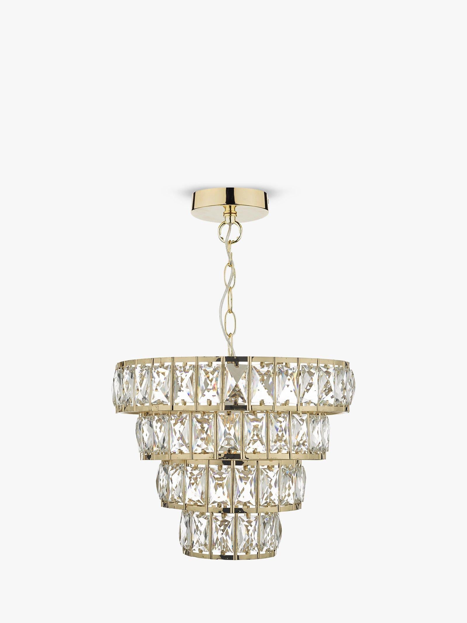 Där Cerys crystal chandelier ceiling light in gold - British product
