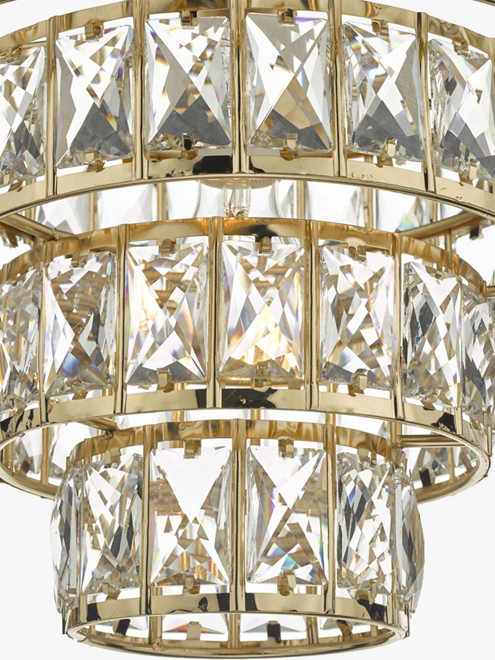 Där Cerys crystal chandelier ceiling light in gold - British product
