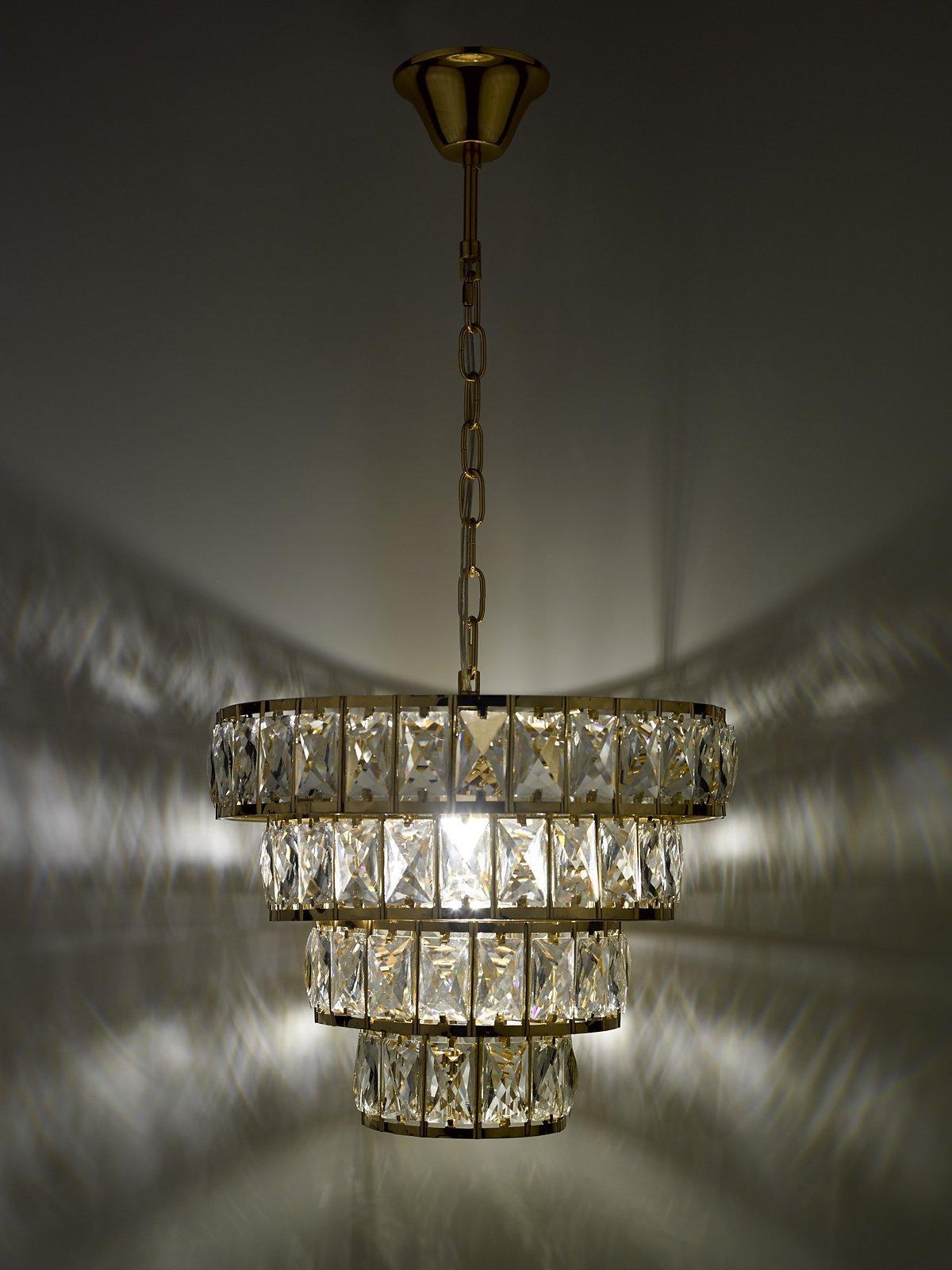 Där Cerys crystal chandelier ceiling light in gold - British product