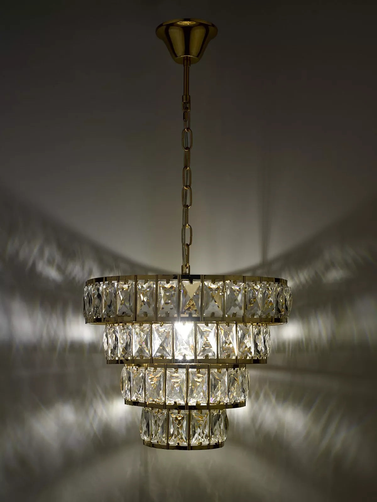 Där Cerys crystal chandelier ceiling light in gold - British product