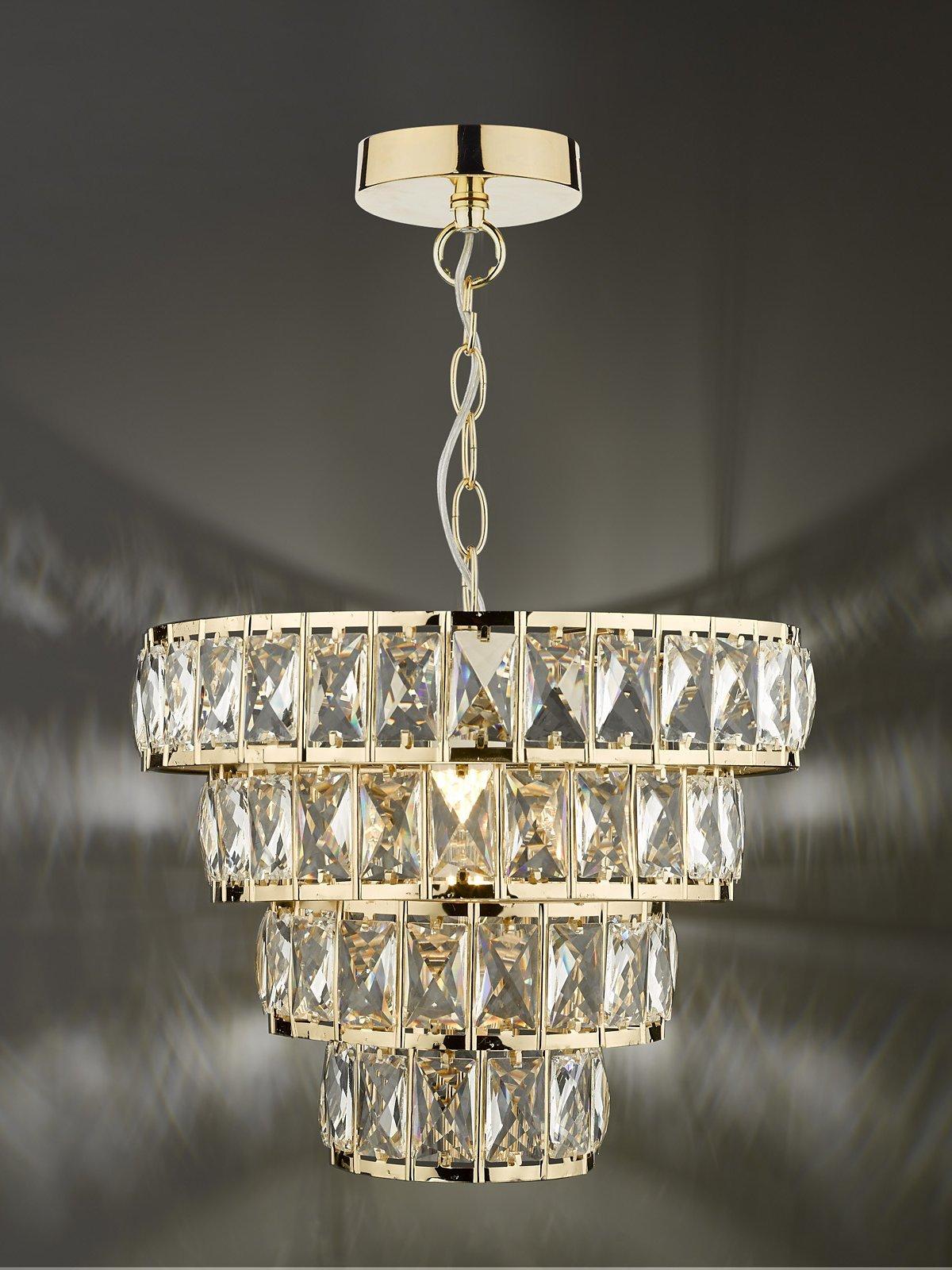 Där Cerys crystal chandelier ceiling light in gold - British product