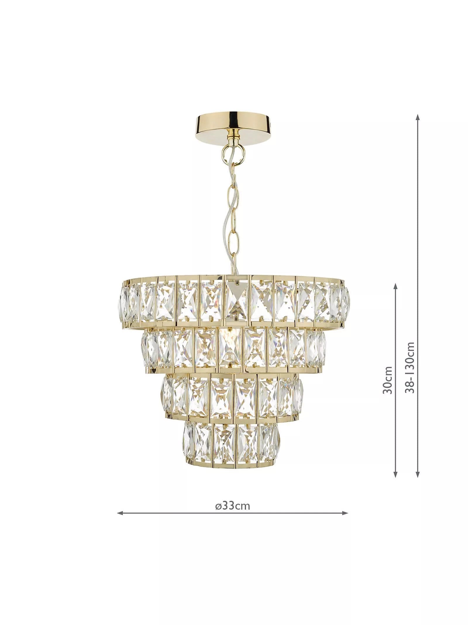 Där Cerys crystal chandelier ceiling light in gold - British product