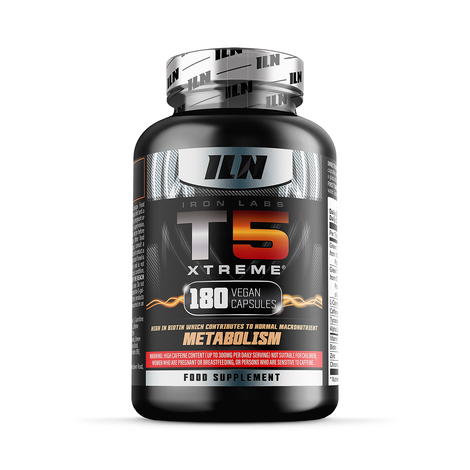 Iron Labs T5 Xtreme fat metabolism supplement 180 vegan capsules, imported from the UK