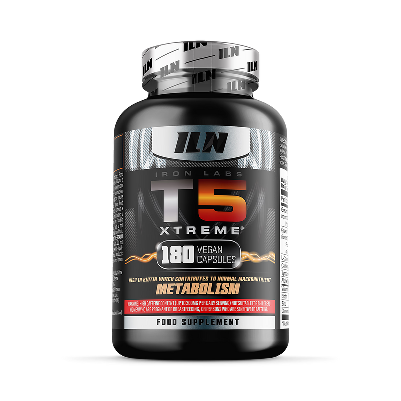 Iron Labs T5 Xtreme fat metabolism supplement 180 vegan capsules, imported from the UK