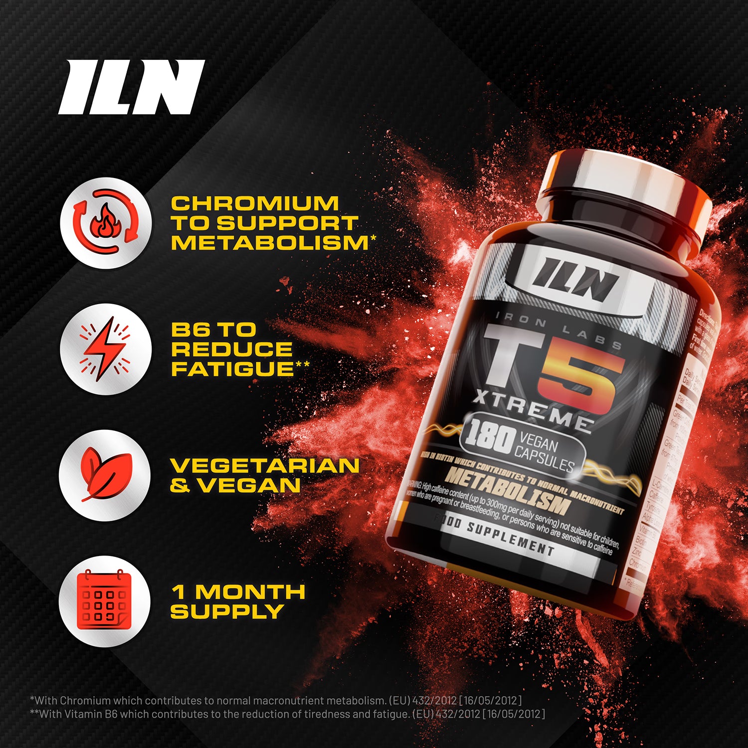 Iron Labs T5 Xtreme fat metabolism supplement 180 vegan capsules, imported from the UK