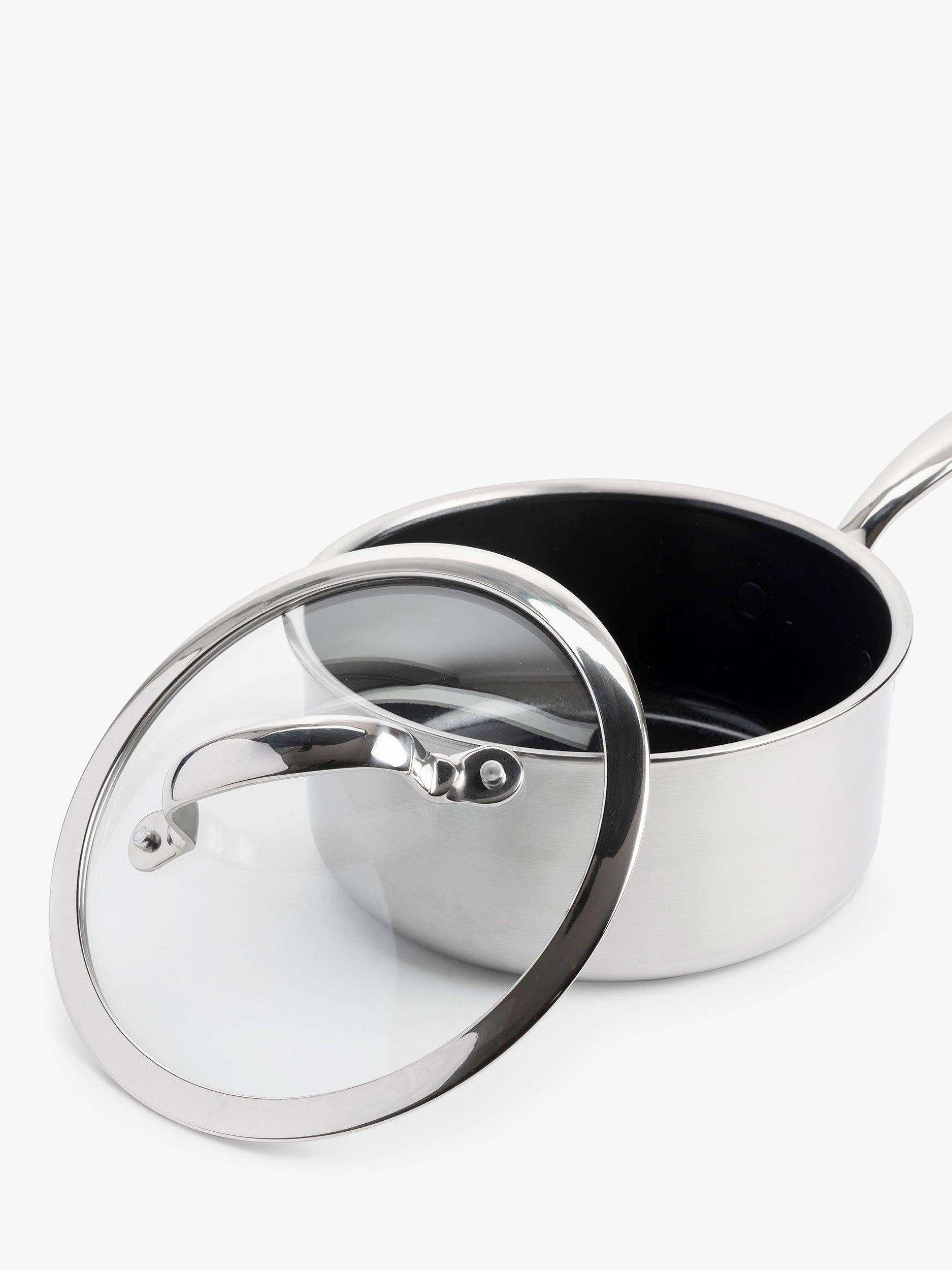 GreenPan Premiere 3-piece stainless steel saucepan set, UK version