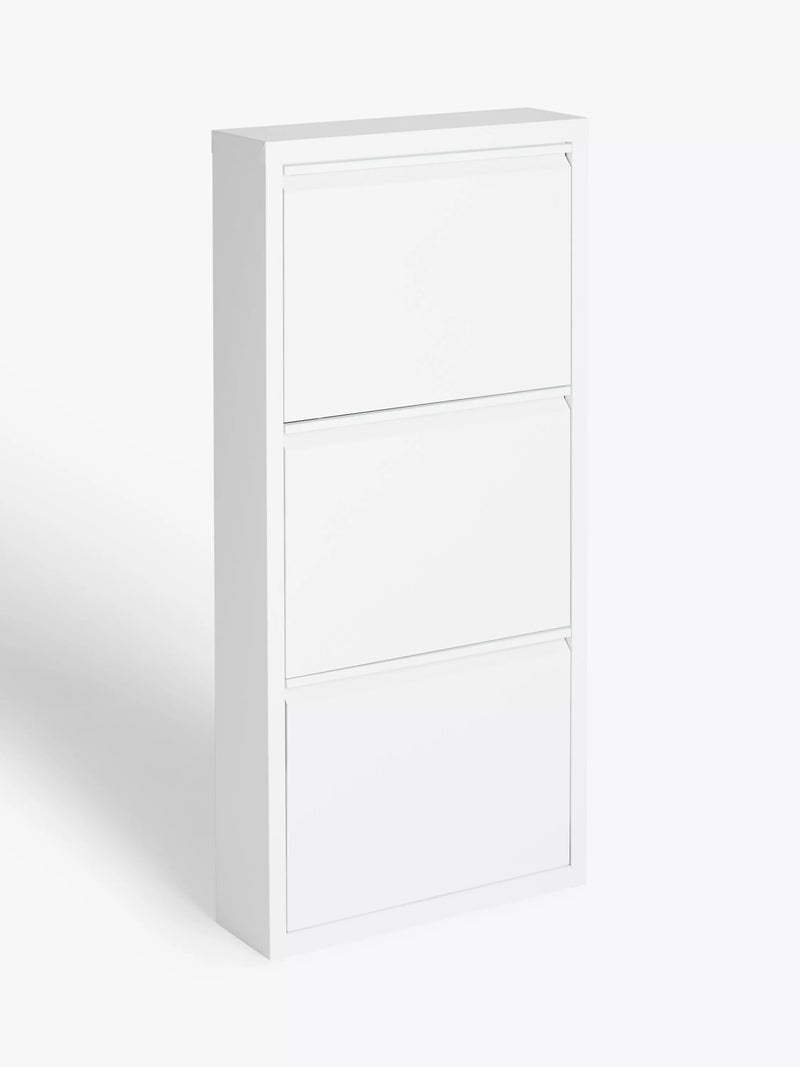 John Lewis Fold Out 3 Tier Shoe Rack, White