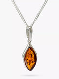 Be-Jewelled marquise Baltic amber pendant necklace (British brand)