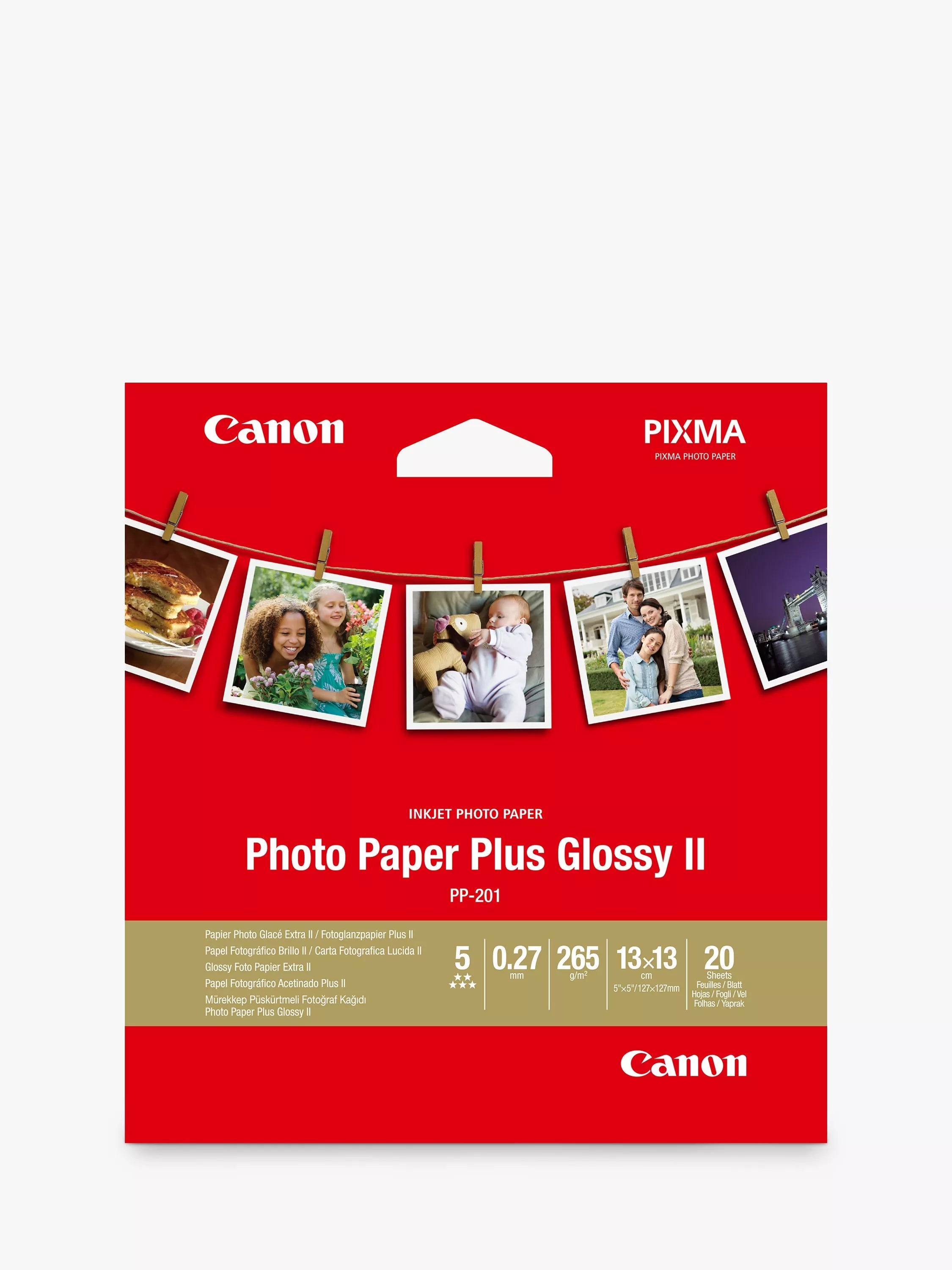 Canon PP-201 Glossy II photo paper 13x13cm 20 sheets, imported from the UK