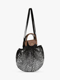 Longchamp Le Pliage Filet net bag with leather top handle, imported from the UK