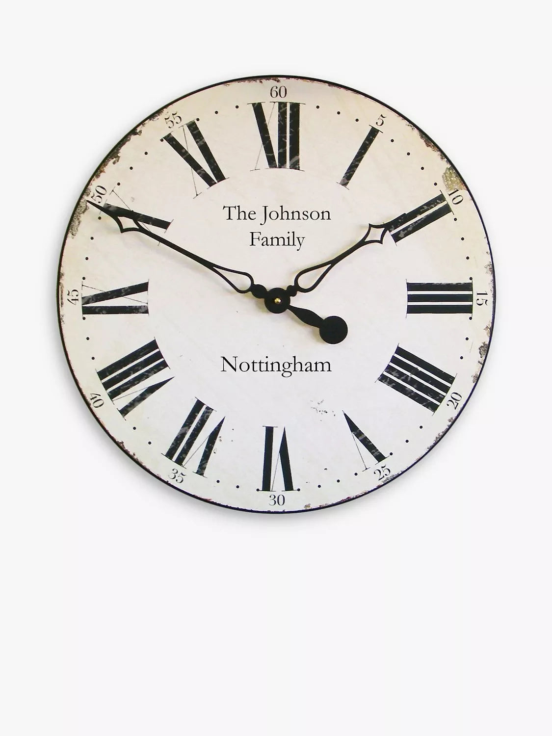 Lascelles personalised Roman numeral wall clock 50cm, UK version