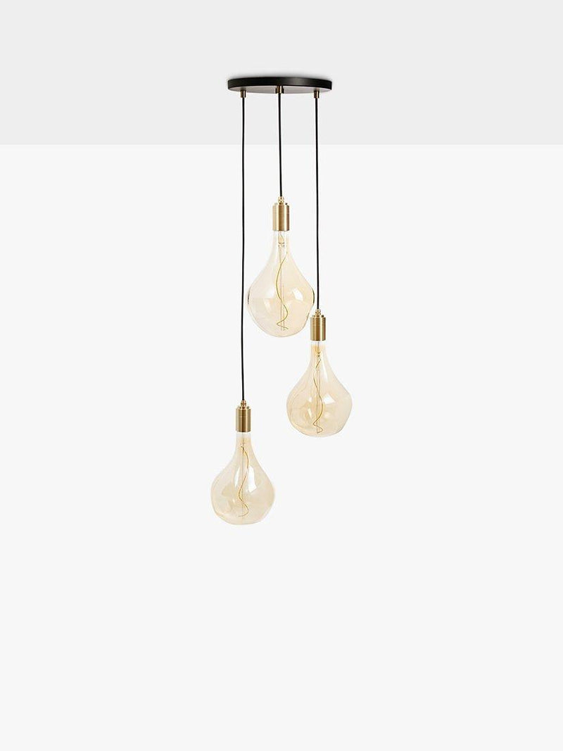Tala brass triple pendant light with Voronoi II bulbs - British product