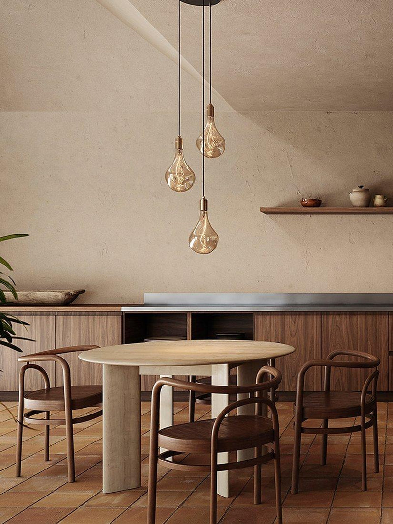 Tala brass triple pendant light with Voronoi II bulbs - British product