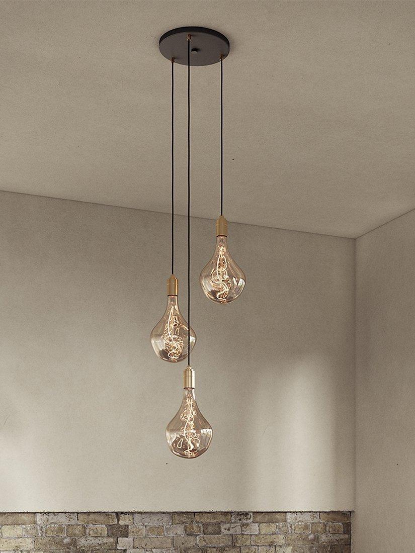 Tala brass triple pendant light with Voronoi II bulbs - British product