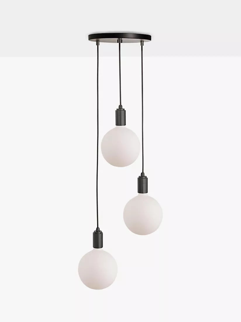 Tala triple pendant ceiling light graphite with three globe bulbs (British brand)