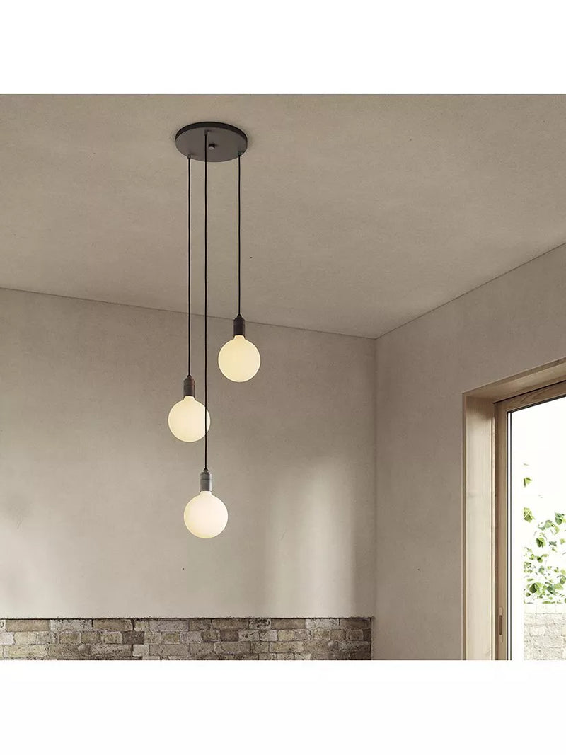 Tala triple pendant ceiling light graphite with three globe bulbs (British brand)