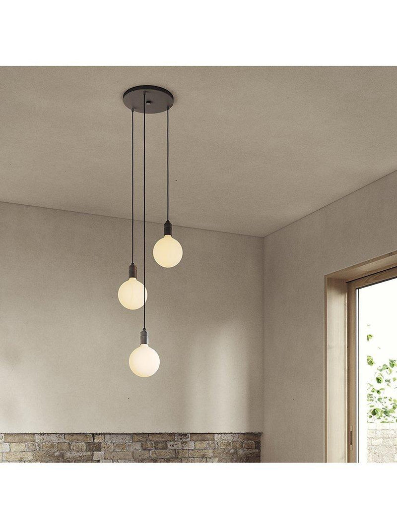 Tala triple pendant ceiling light graphite with three globe bulbs (British brand)