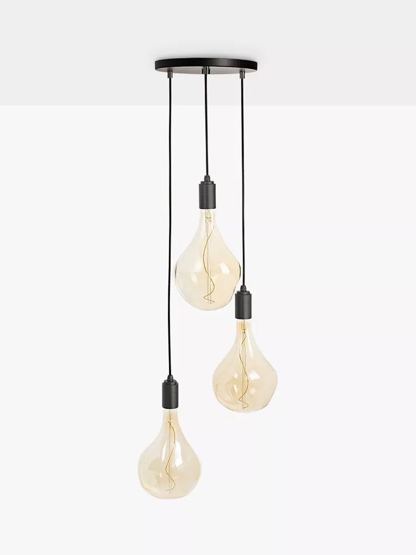 Tala triple pendant light with Voronoi II LED bulbs graphite (British brand)