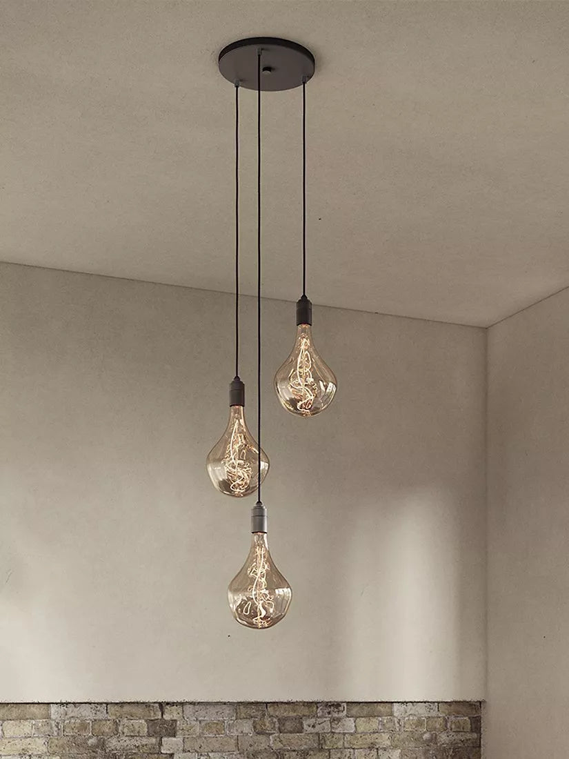 Tala triple pendant light with Voronoi II LED bulbs graphite (British brand)