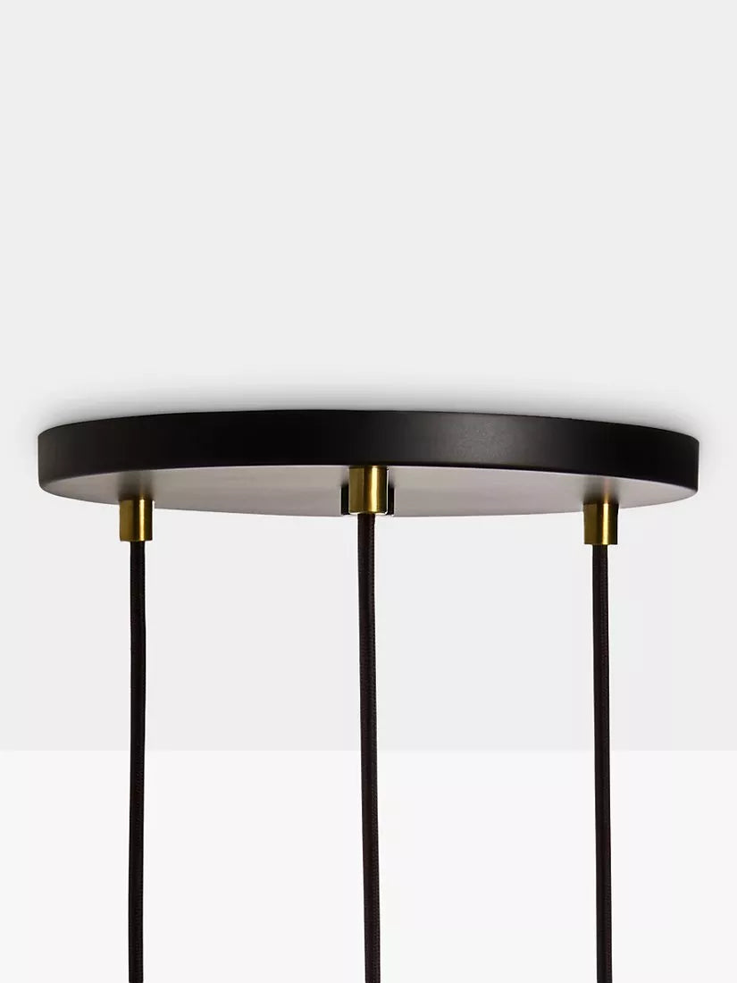Tala walnut triple pendant cluster with LED bulbs, UK version