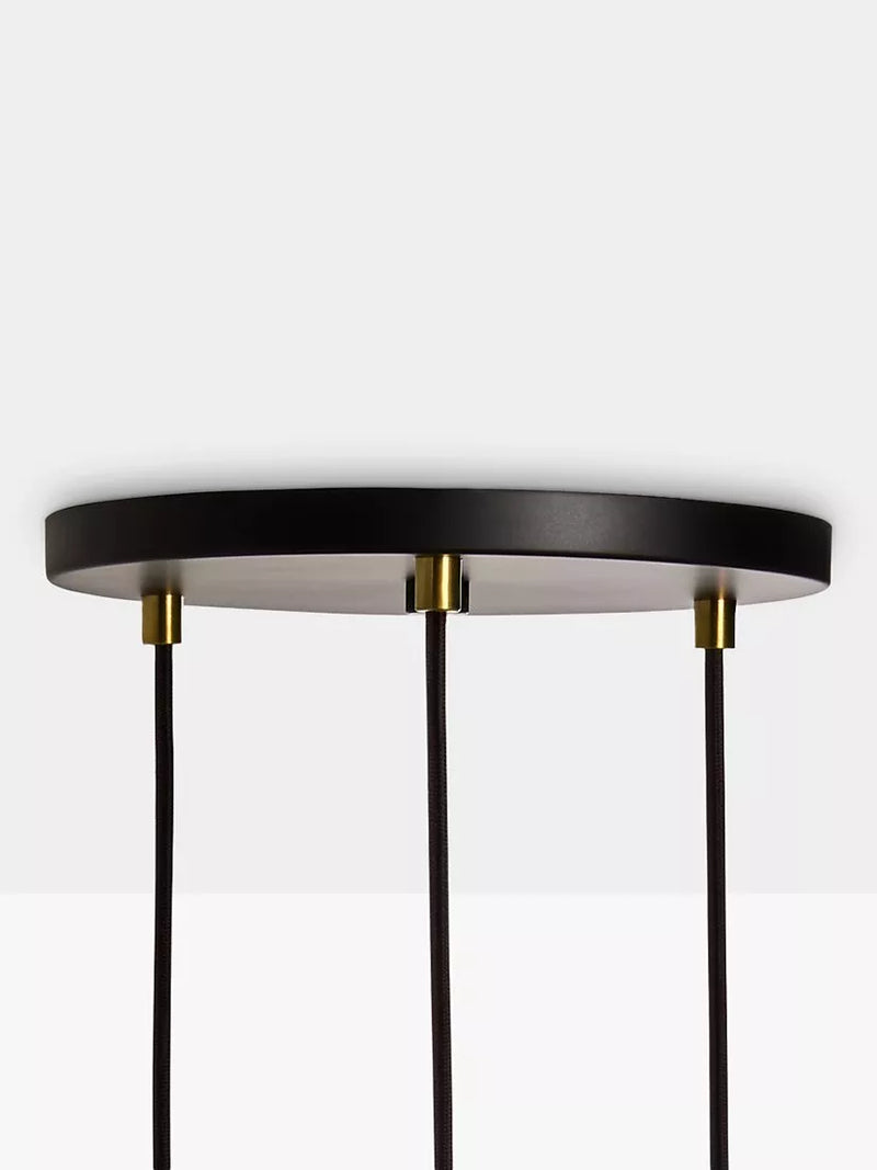Tala walnut triple pendant cluster with LED bulbs, UK version