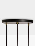 Tala walnut triple pendant cluster with LED bulbs, UK version