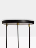 Tala walnut triple pendant cluster with LED bulbs, UK version