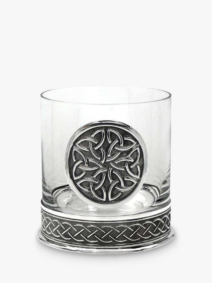 Crystal Glass Tumbler with Pewter Banding and Celtic Knot Design